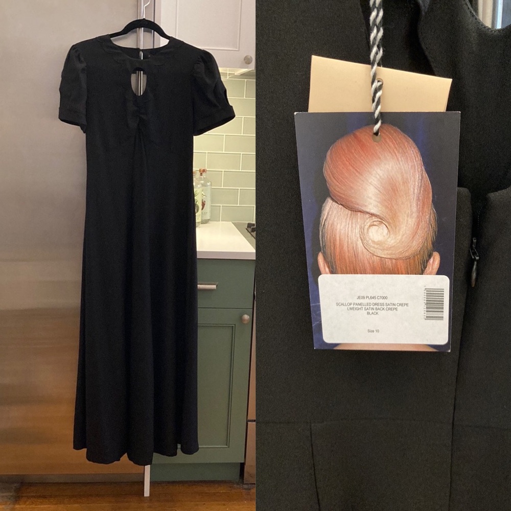 Alexa Chung Scallop Panelled black crepe maxi dress with cutouts NWT US size 6 - Picture 15 of 15